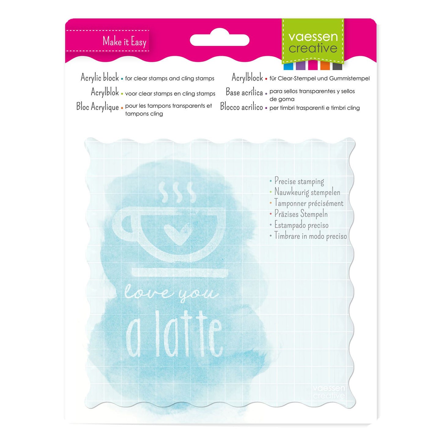 Blocco Acrilico per Timbri 16x16x1cm - VAESSEN CREATIVE