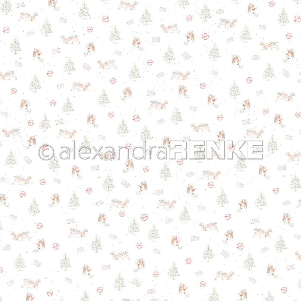 Design paper 'Squirrel among Winter Fir Trees'- P-AR-10.2933- A.RENKE
