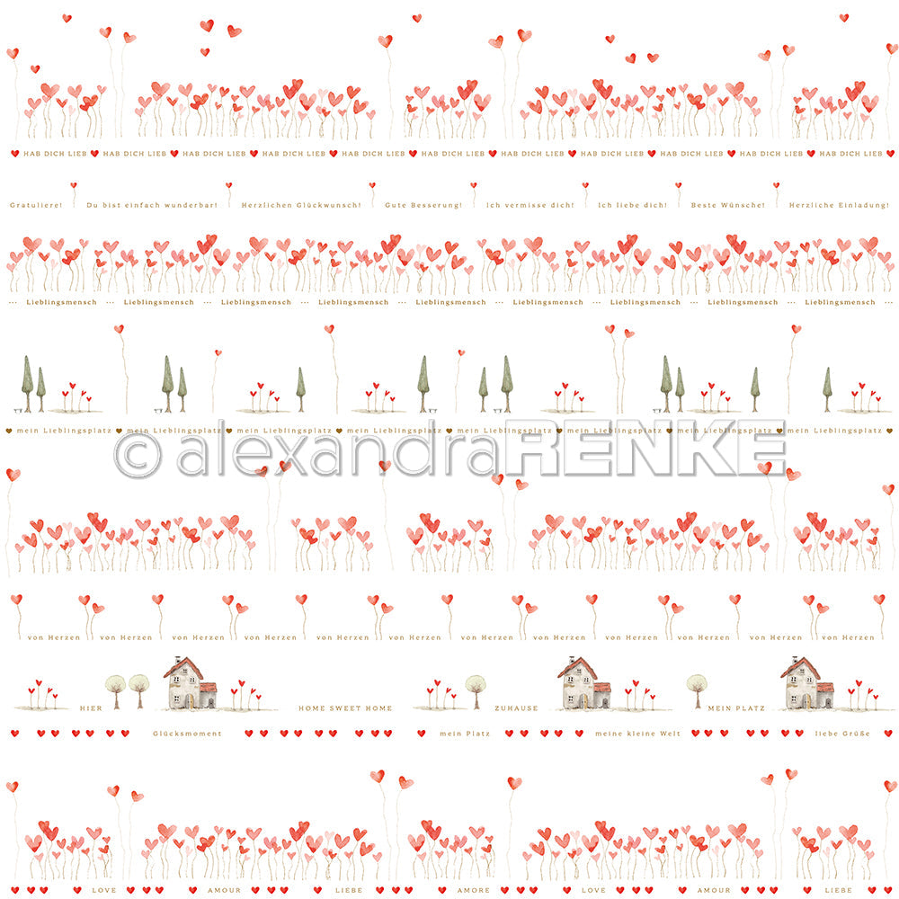 Design paper 'Fine Heart Rows'- P-AR-10.3516- A.RENKE