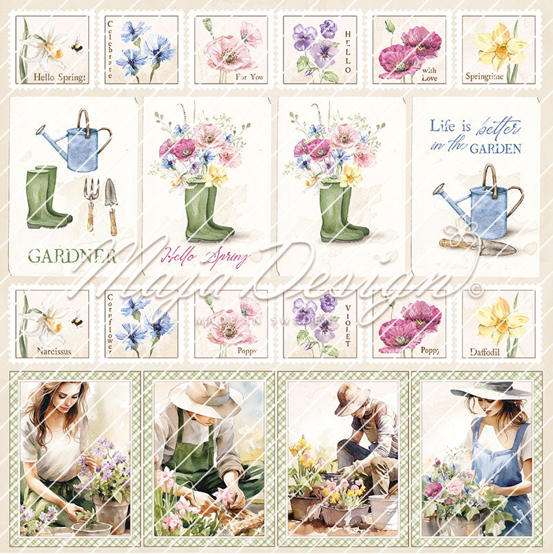 Foglio carta "Spring Garden -To cut out" - 1419 - MAJA DESIGN