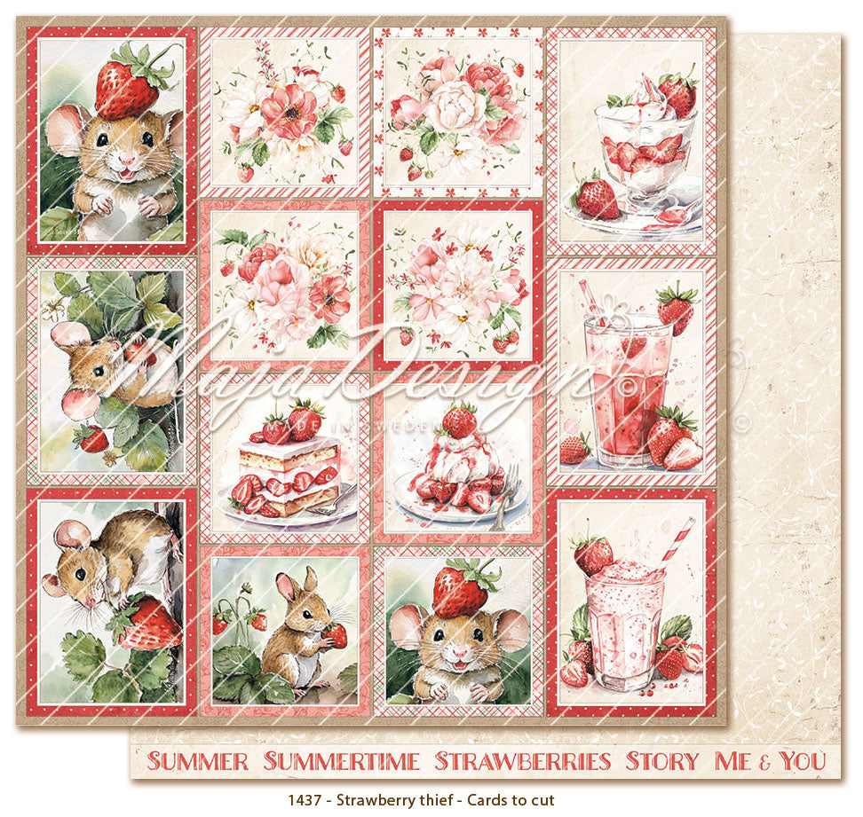 Foglio carta " Strawberry thief - Cut-out-cards" - 1437 - MAJA DESIGN