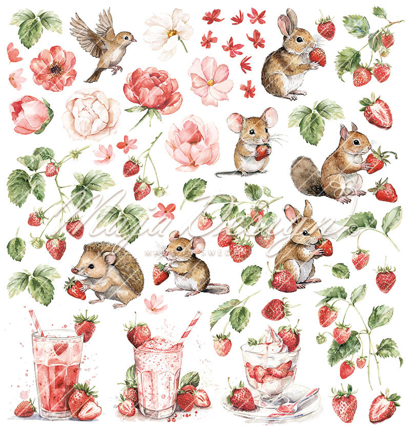 Set Carte "STRAWBERRY THIEF" - 12x12" -1444- MAJA DESIGN