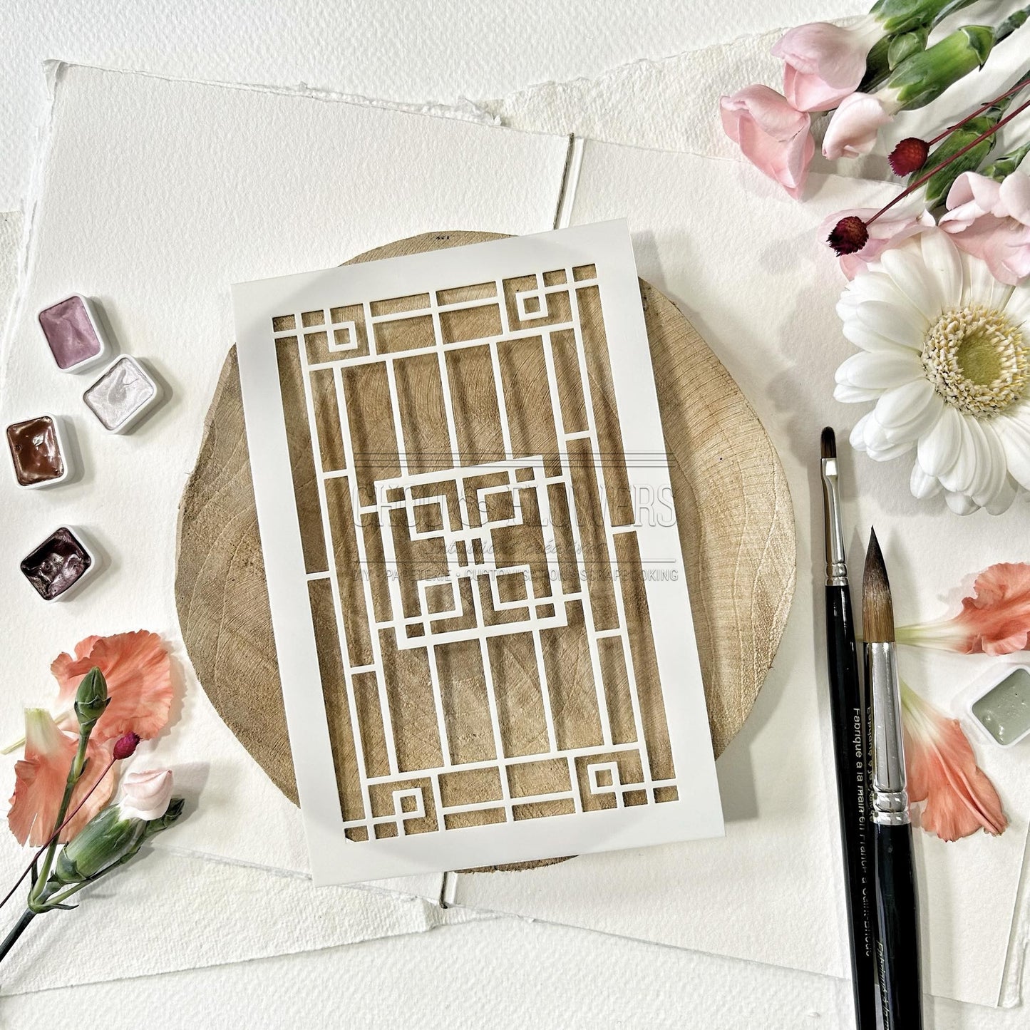 Stencil - CLAUSTRA -SOL101- CHOU & FLOWERS