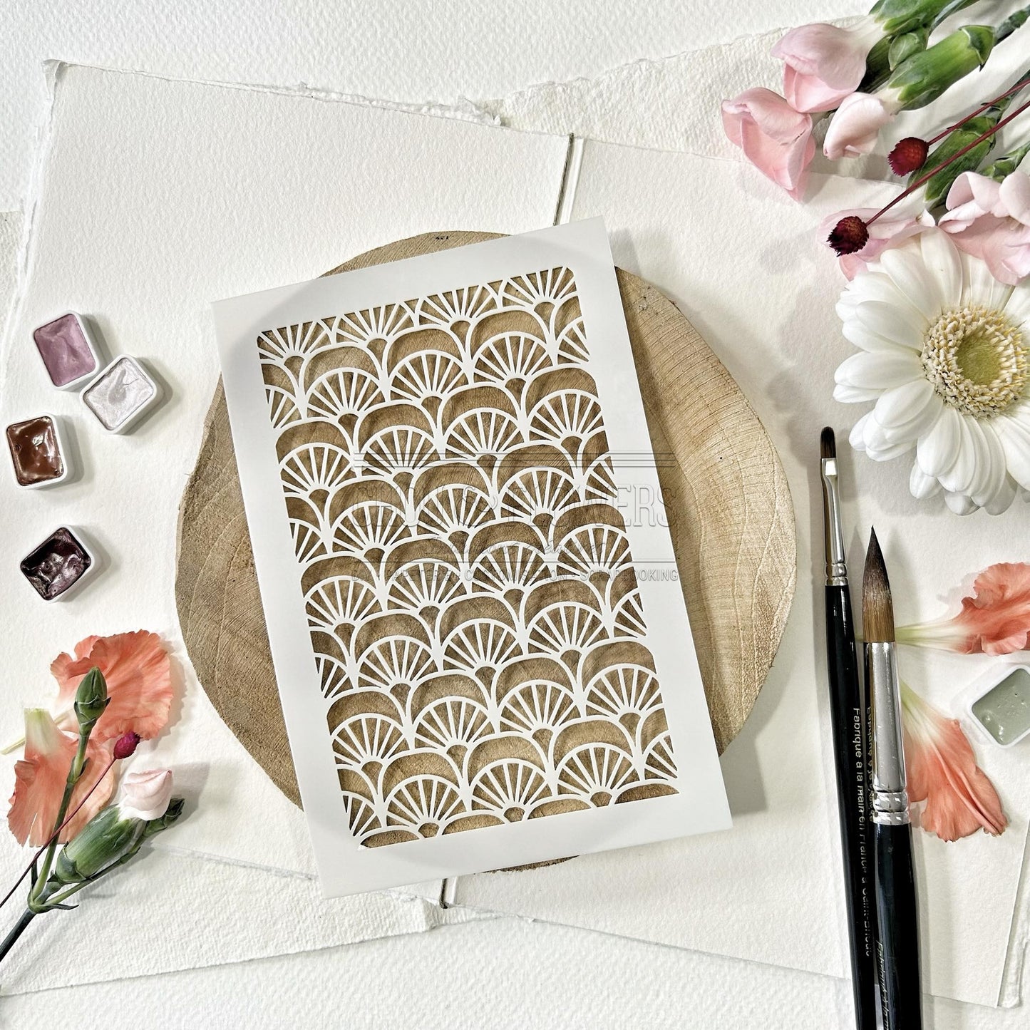 Stencil - EVANTAIL -SOL104- CHOU & FLOWERS