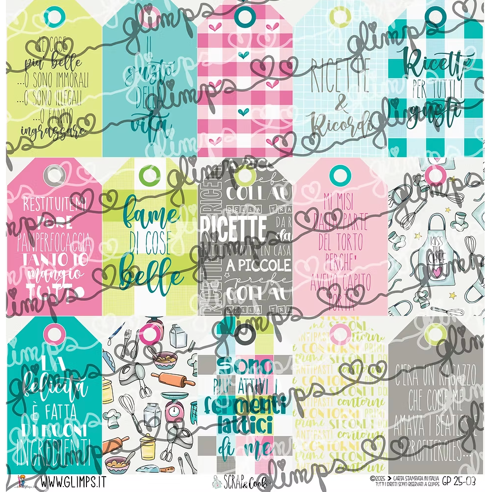 Carta TAG ritagliabili "SCRAP & COOK" GP 25-032 - GLIMPS