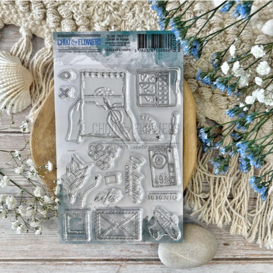 SET TIMBRI CLEAR - CARNET DE VOYAGE - GLO106 - CHOU & FLOWERS