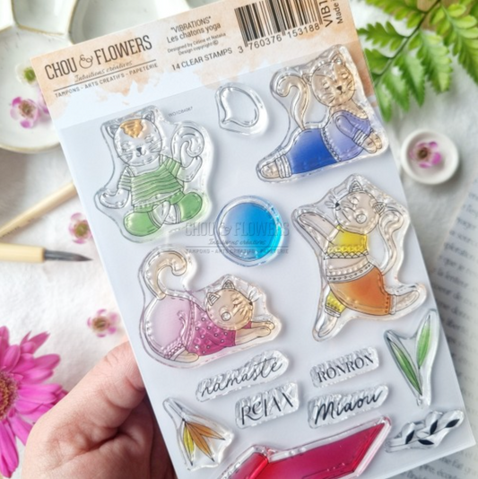 SET TIMBRI - ES CHATONS YOGA -VIB114- CHOU & FLOWERS