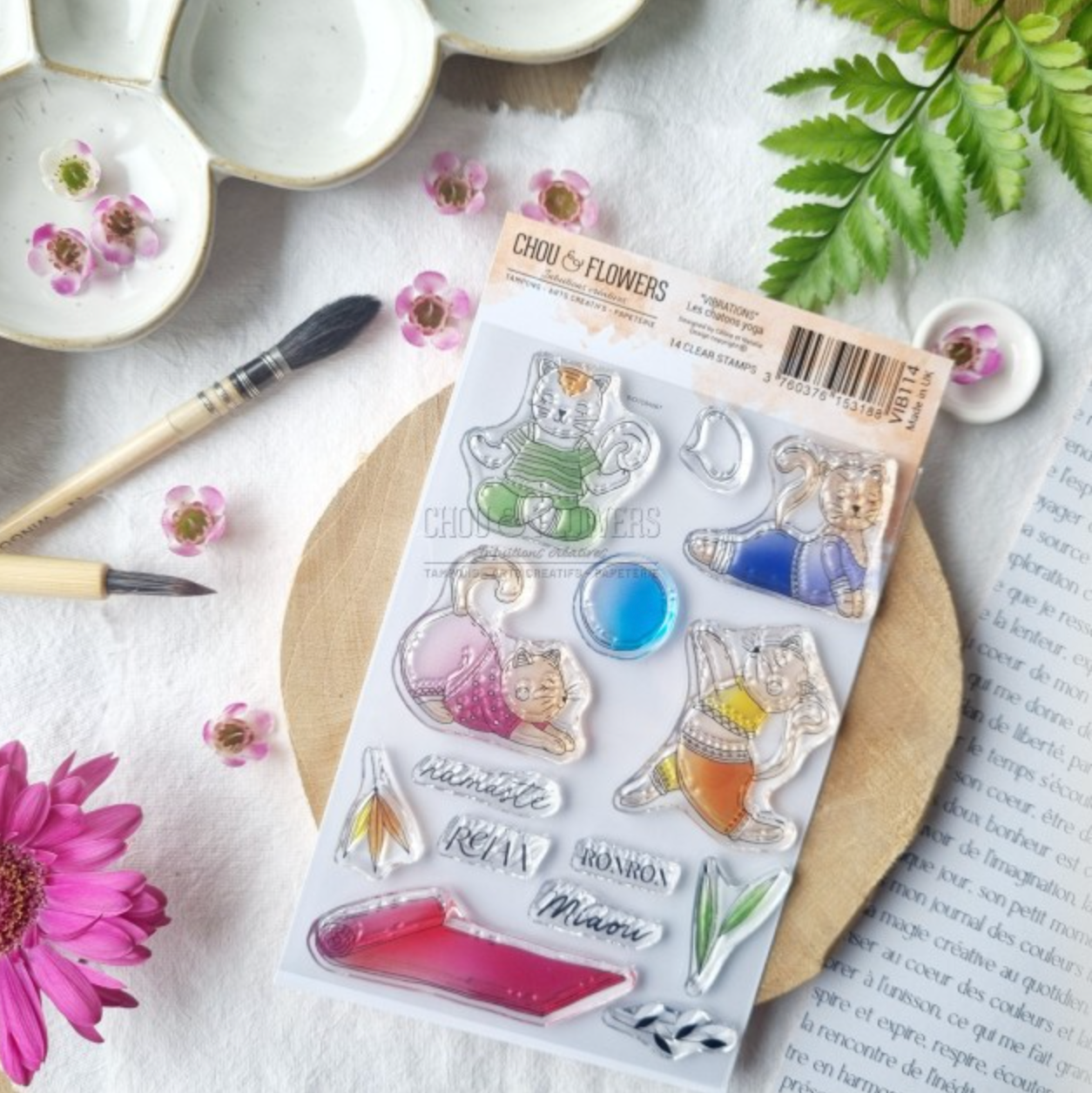 SET TIMBRI - ES CHATONS YOGA -VIB114- CHOU & FLOWERS