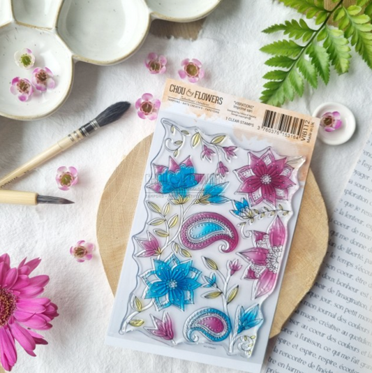 SET TIMBRI - IMPRIME -VIB112- CHOU & FLOWERS
