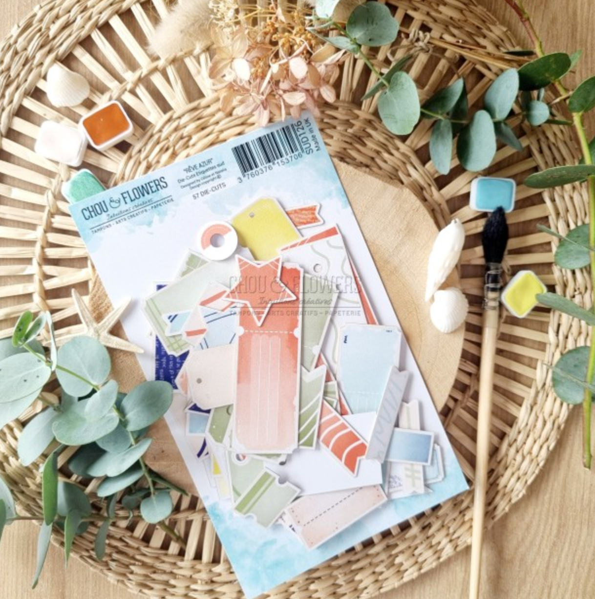 SET DIE-CUTS "ETIQUETTES SUD" -SUD126- CHOU & FLOWERS