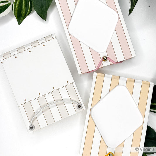 Book cover paper 'Heart border with stripes on Beige' - BP-AR-0027- A.RENKE