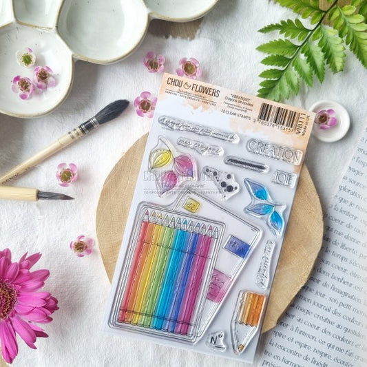 SET TIMBRI - CRAYONS DE COULEUR - VIB111 - CHOU & FLOWERS