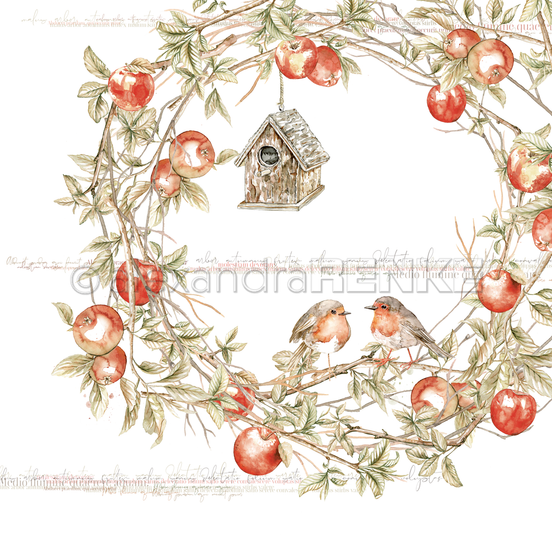 Design paper 'Robins in an Apple Wreath' - P AR 10.1029 - A.RENKE