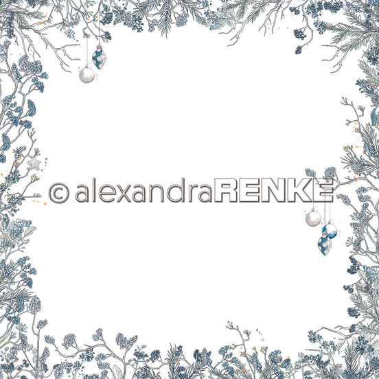 A. RENKE - Paper "Floral Christmas berry branches layout frame blue" - 10.2032
