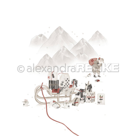A.RENKE - Card "Present Sleigh with mountains" - 10.2394