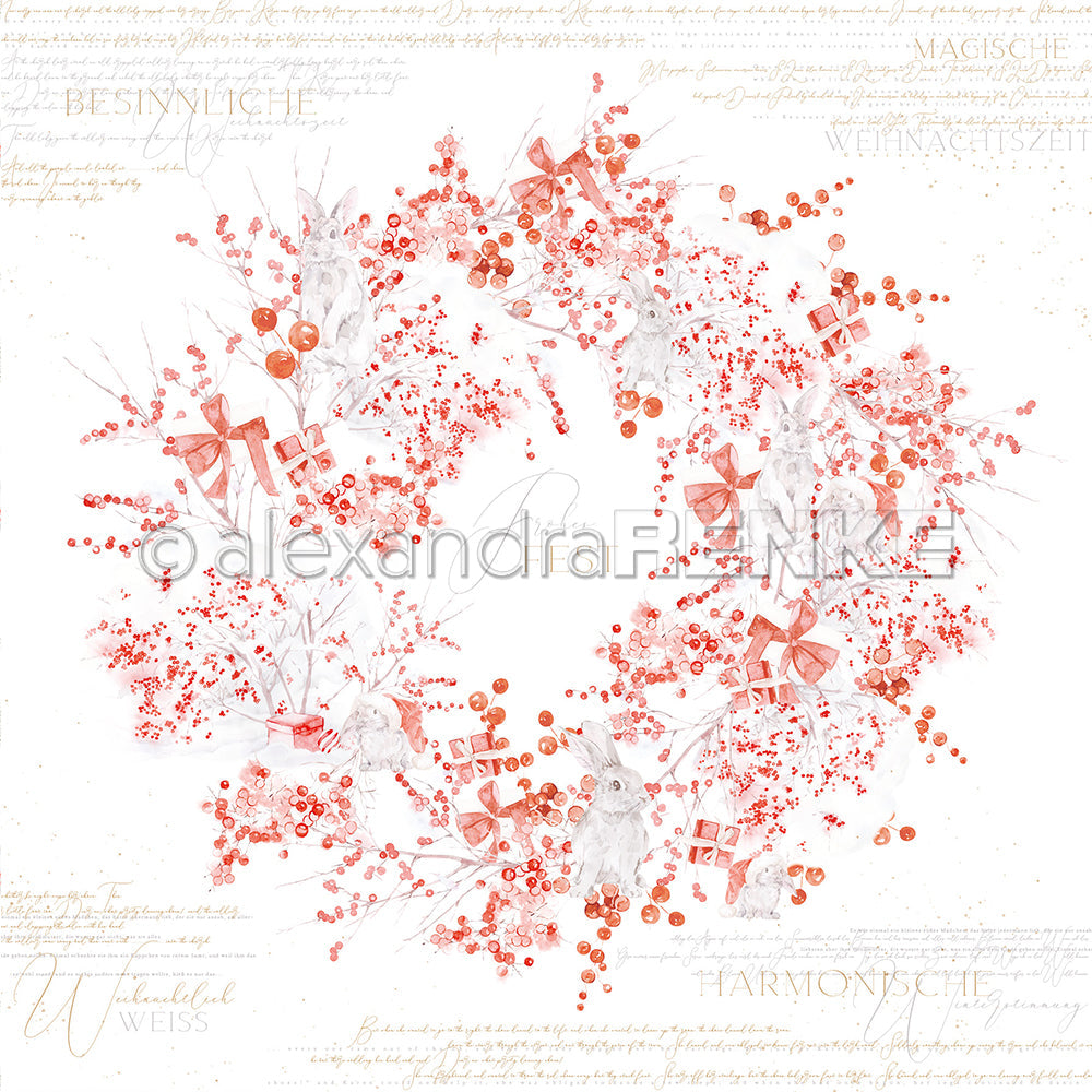 Design paper 'Christmas Wreath with Winter Bunny' - P-AR-10.2927 - A.RENKE