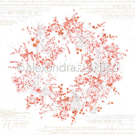 Design paper 'Christmas Wreath with Winter Bunny'- P-AR-10.2927 - A.RENKE