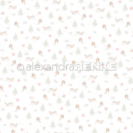 Design paper 'Squirrel among Winter Fir Trees'- P-AR-10.2933- A.RENKE