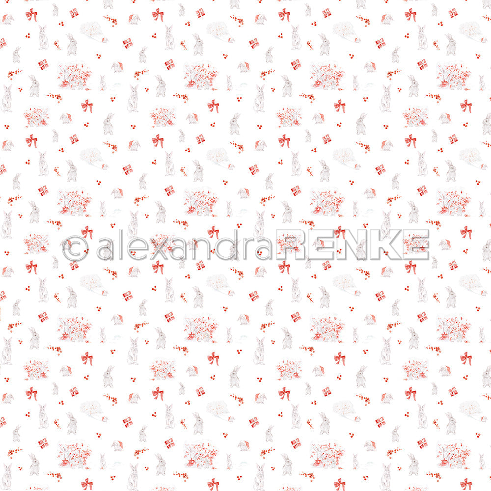 Design paper 'Christmas Bunny between Gifts'- P-AR-10.2936- A.RENKE