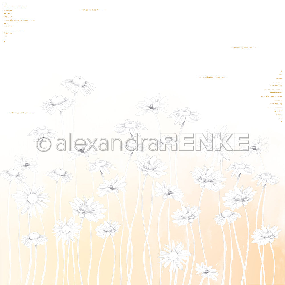 Design paper 'Daisies on gradient yellow-orange' - P AR 10.3010 - A.RENKE