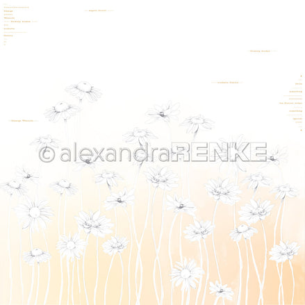 Design paper 'Daisies on gradient yellow-orange' - P AR 10.3010 - A.RENKE