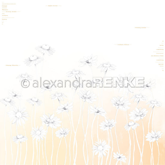 Design paper 'Daisies on gradient yellow-orange' - P AR 10.3010 - A.RENKE