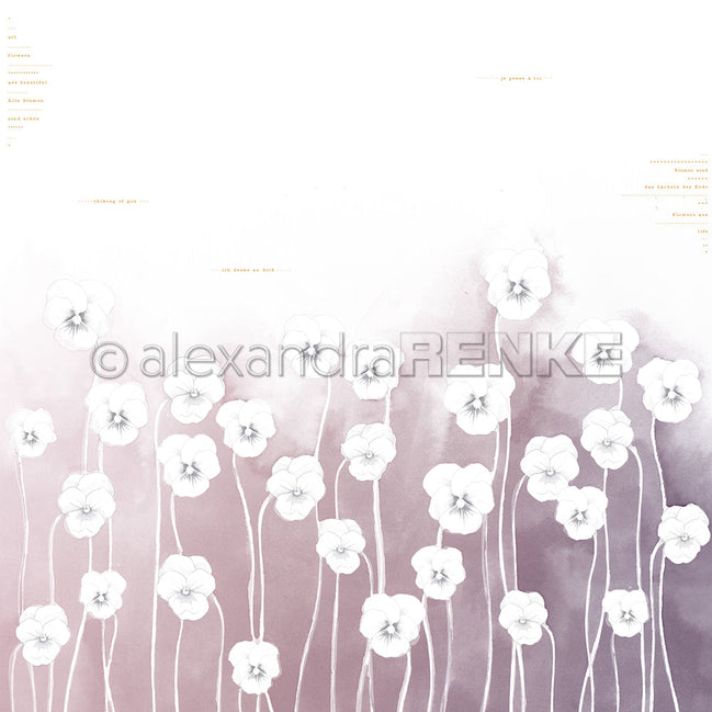 Design paper 'Pansies on gradient violet' - P AR 10.3012 - A.RENKE