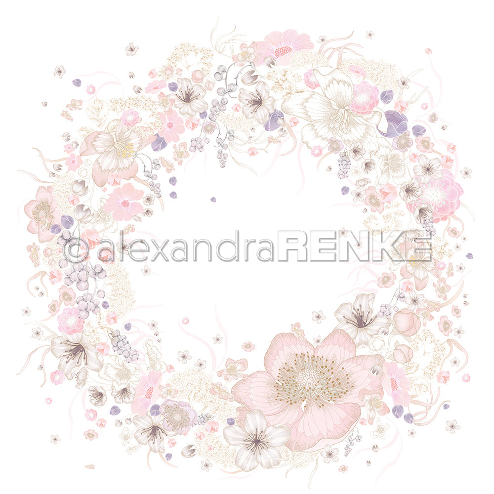 Design paper 'Wreath with large blossom' - P AR 10.3136 - A.RENKE