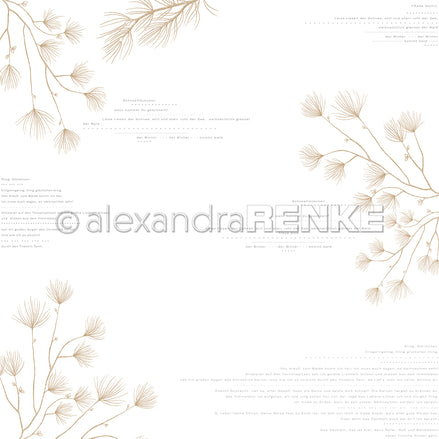 Design paper 'Pine branch typography dark beige' - P-AR-10.3197- A.RENKE