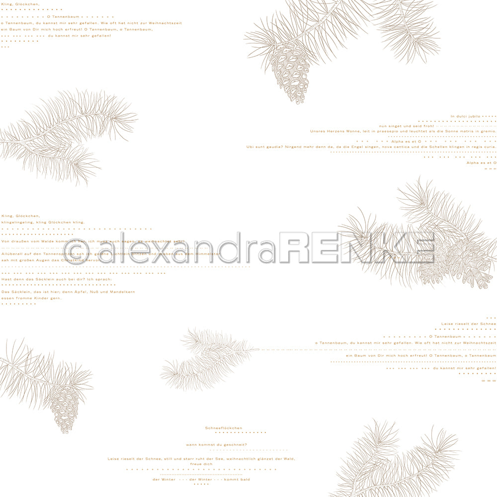 Design paper 'Fir branch typography cream brown'- P-AR-10.3206- A.RENKE