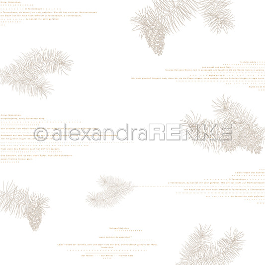 Design paper 'Fir branch typography cream brown'- P-AR-10.3206- A.RENKE