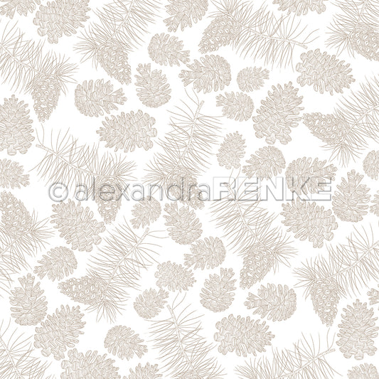 Design paper 'Pine cone variety cream brown'- P-AR-10.3207- A.RENKE