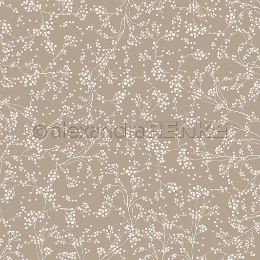 Design paper 'Berry branch variety on cream brown'- P-AR-10.3211- A.RENKE