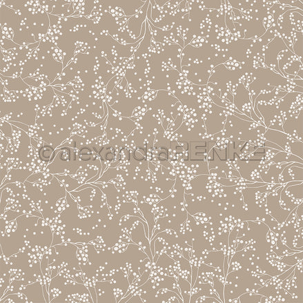 Design paper 'Berry branch variety on cream brown'- P-AR-10.3211- A.RENKE
