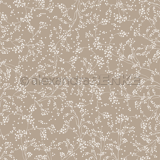 Design paper 'Berry branch variety on cream brown'- P-AR-10.3211- A.RENKE
