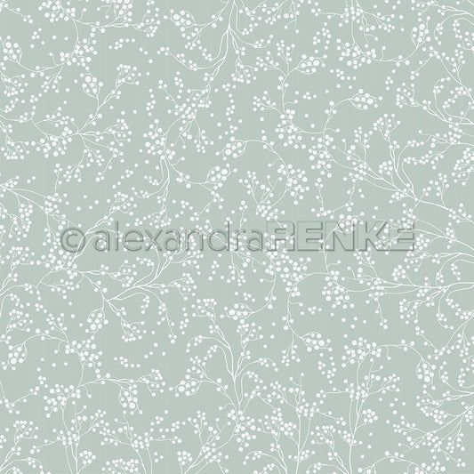 Design paper 'Berry branch variety on jasper green'- P-AR-10.3229- A.RENKE