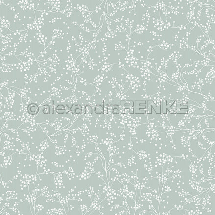 Design paper 'Berry branch variety on jasper green'- P-AR-10.3229- A.RENKE