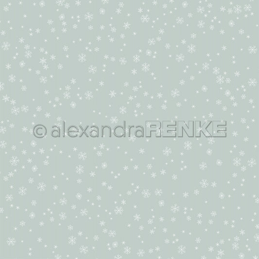 Design paper 'Fine snowflakes flurry on jasper green' - P-AR-10.3230- A.RENKE