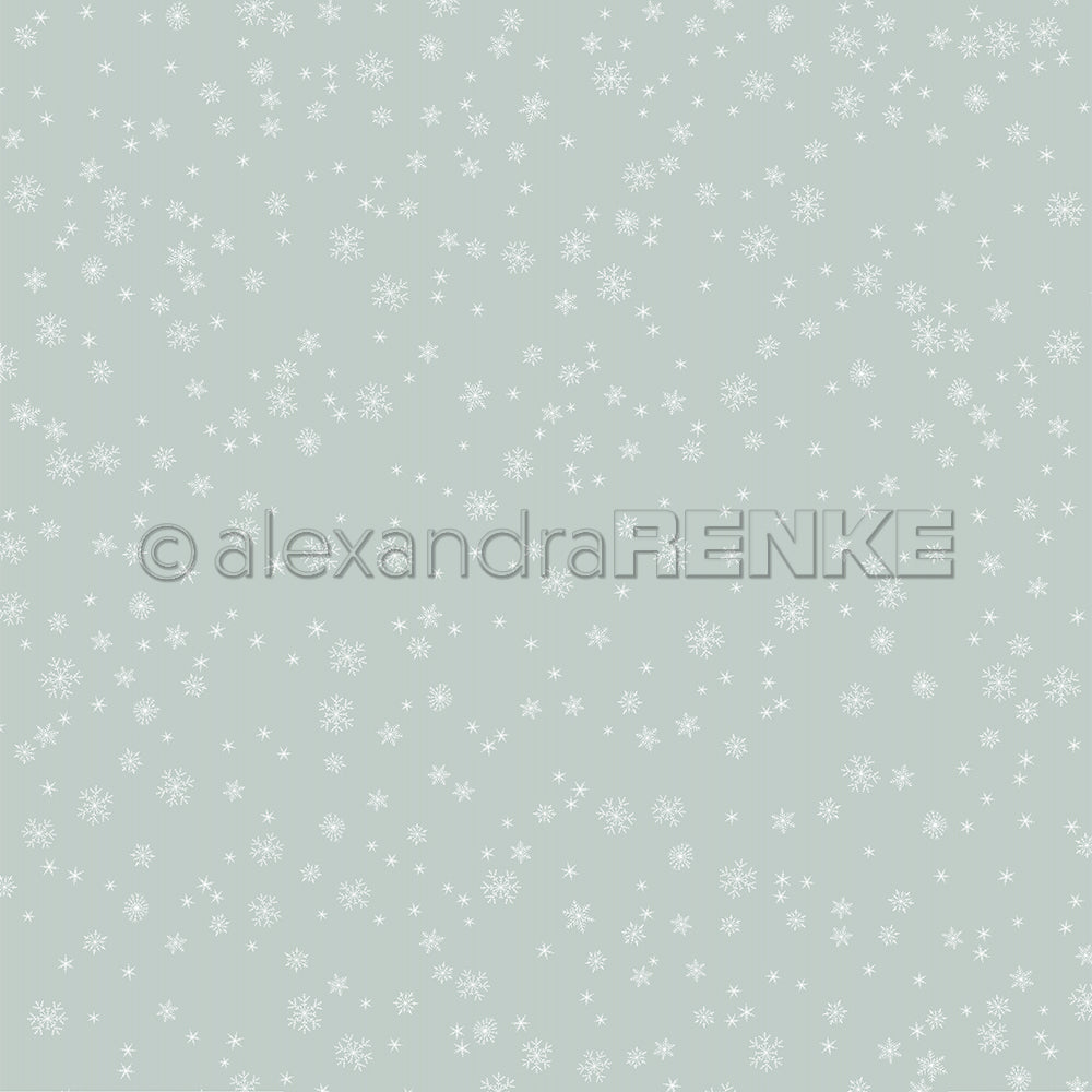 Design paper 'Fine snowflakes flurry on jasper green' - P-AR-10.3230- A.RENKE
