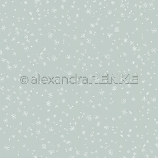 Design paper 'Fine snowflakes flurry on jasper green' - P-AR-10.3230- A.RENKE