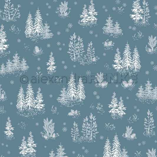 Design paper 'Snowy fir forest on dusk blue'- P-AR-10.3235- A.RENKE