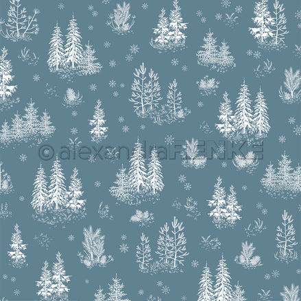 Design paper 'Snowy fir forest on dusk blue'- P-AR-10.3235- A.RENKE