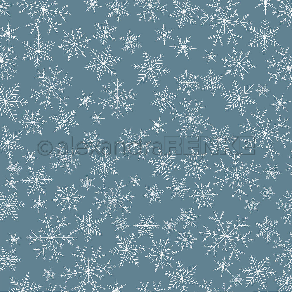 Design paper 'Large snowflake flurry on dusk blue' - P-AR-10.3239- A.RENKE