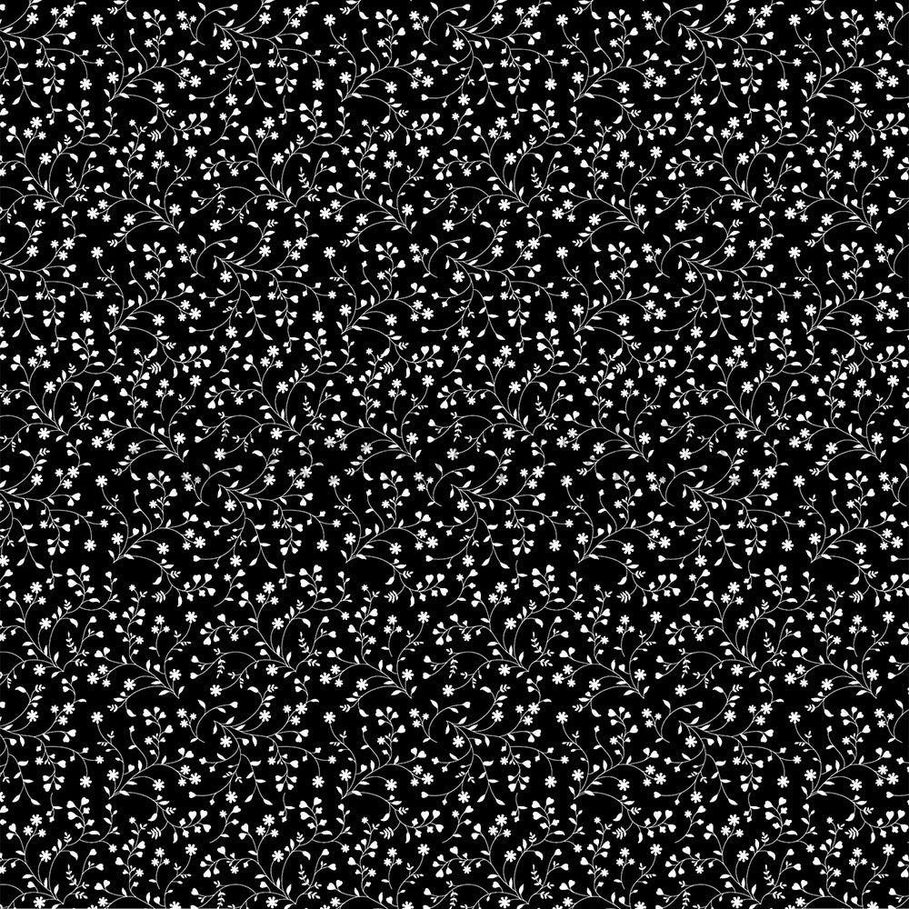 Design paper 'Flower vine white on black' - P-AR-10.3345 - A.RENKE