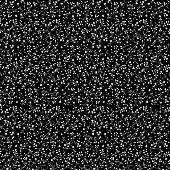 Design paper 'Flower vine white on black' - P-AR-10.3345 - A.RENKE