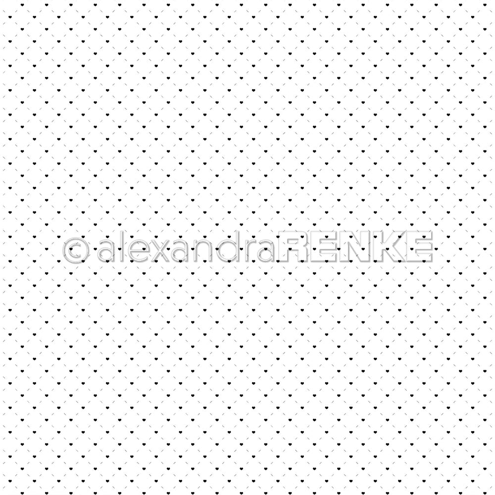 Design paper 'Heart line grid black' - P-AR-10.3350 - A.RENKE