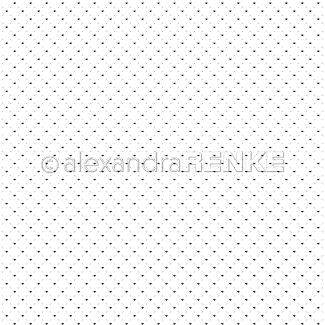 Design paper 'Heart line grid black' - P-AR-10.3350 - A.RENKE