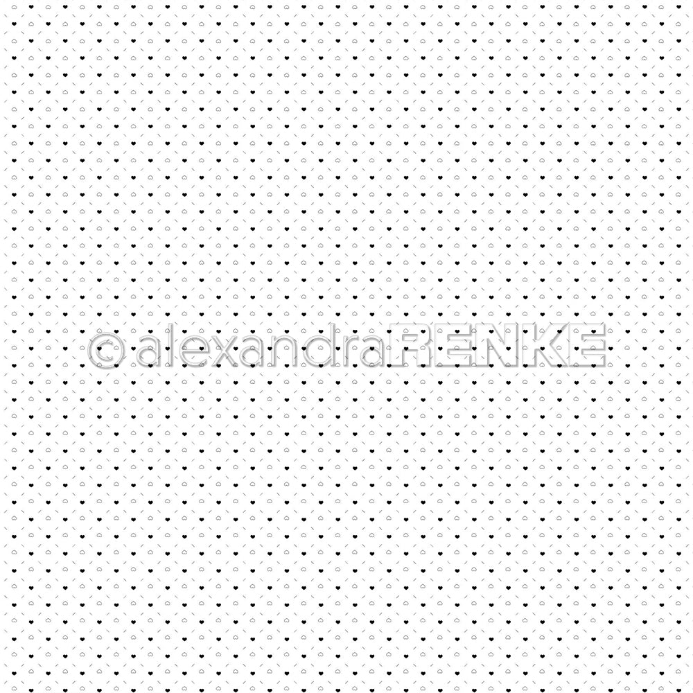 Design paper 'Heart line grid black outline' - P-AR-10.3351 - A.RENKE