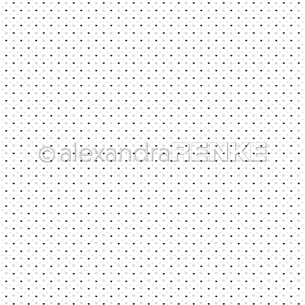 Design paper 'Heart line grid black outline' - P-AR-10.3351 - A.RENKE
