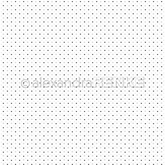 Design paper 'Heart line grid black outline' - P-AR-10.3351 - A.RENKE